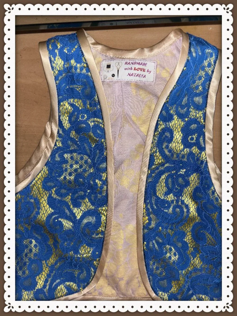 Bridal Girls Bolero Sleeveless Vest Deep Blue Lace Double Lined Size XS 5-10 yrs